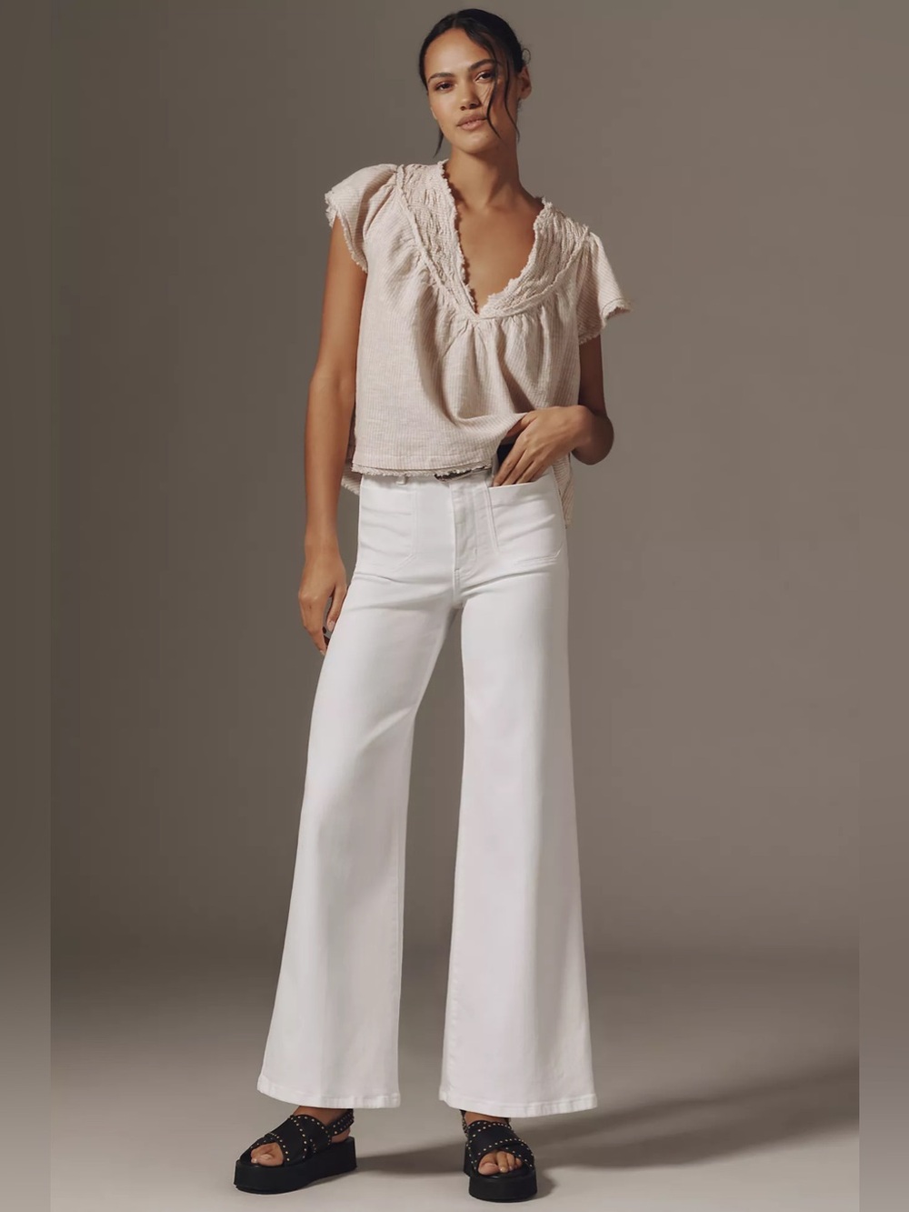 FRAME Le Slim Palazzo High Rise Wide Leg Jeans White Size 31 NWT $298 NWT